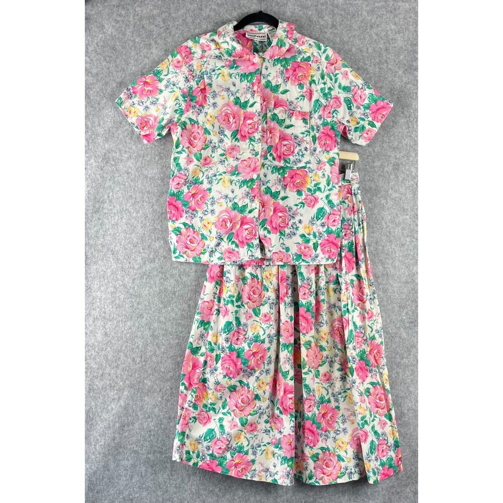 VTG Westbound Skirt Set Floral Womens Top Medium Skirt 12 Cottage Granny Prairie